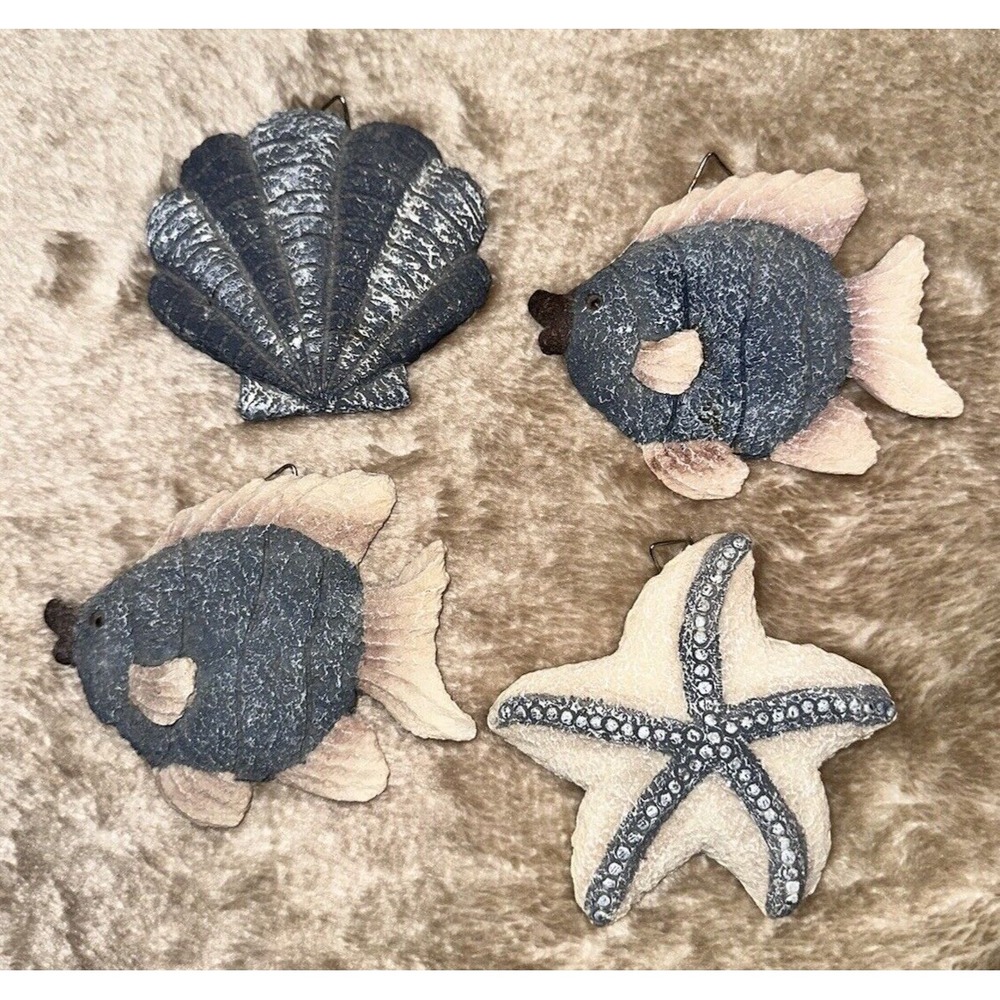 Beach Themed Decor Ocean Fish Seashells Nautical Lot Hanging Small 4 in